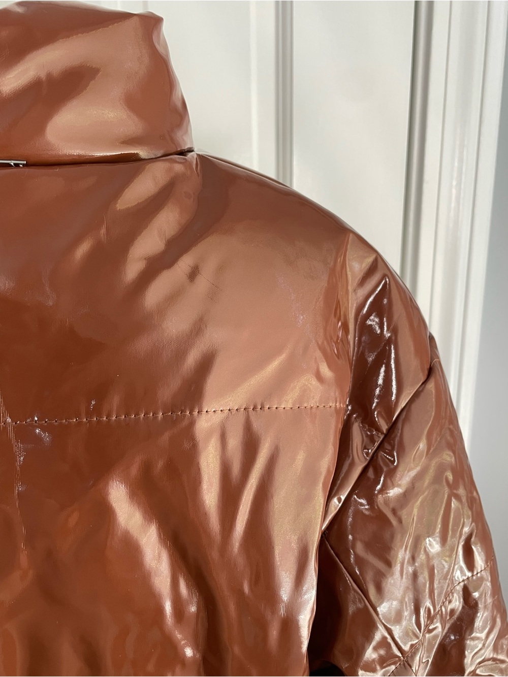 Daisy Shiny Cropped Puffer Jacket - Brown - Picture 10 of 12